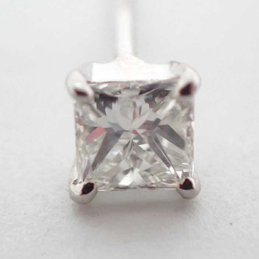 [Б/у] Серьги из платины 900 пробы с бриллиантами огранки «принцесса»/g441-53