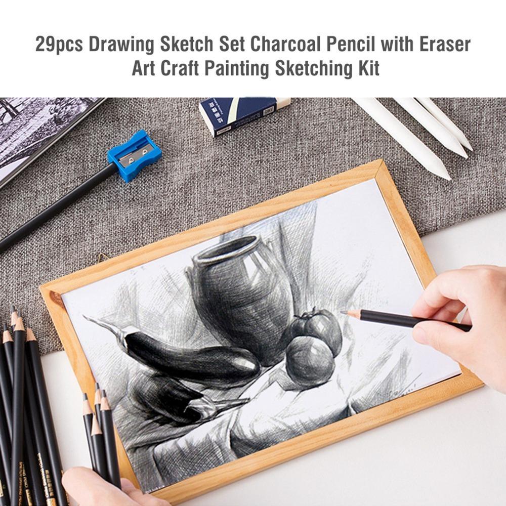 29PCS soft moderate hard charcoal cores art drawing pencil set shadow layering creation