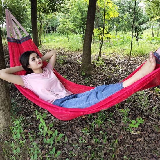 Уличный гамак с сумкой для переноски Дышащий Портативный Сверхпрочный Одноместный Кемпинг Сад Патио Балкон Веранда Задний двор Подвесные Сетчатые Качели