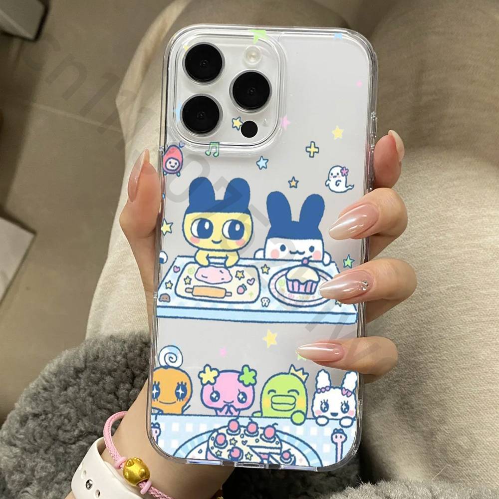 Cartoon Role T-Tamagotchi Dog Phone Case for iPhone 17 16 15 14 13 12 11 Pro Max Plus Air Mini 16E ProMax Transparent Case