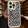 Черный Чехол для Телефона с Рисунком Леопарда из Мягкого ТПУ для iPhone 17 16 15 14 13 12 11 Pro Max Plus Ударопрочный Противоскользящий Чехол