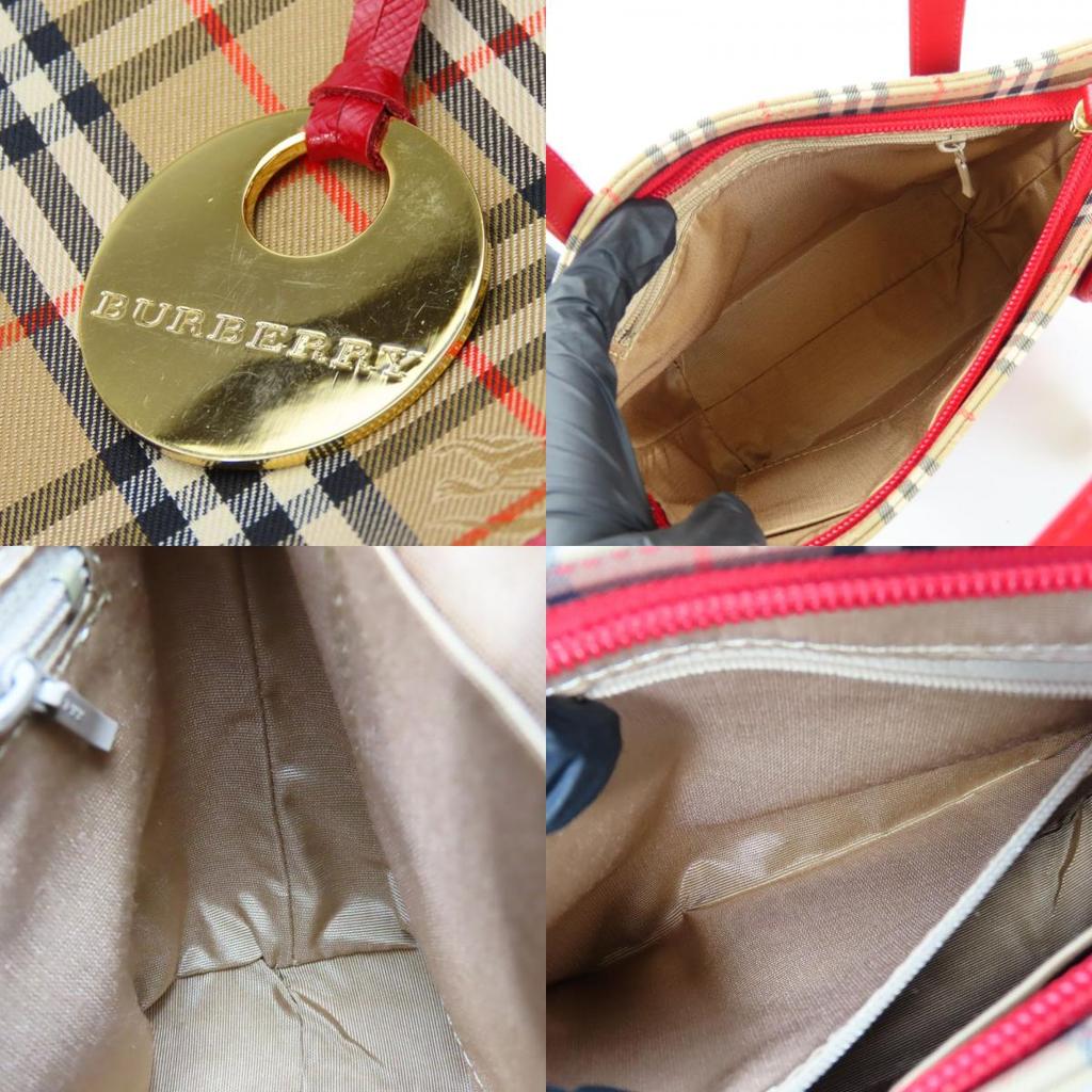 Б/у Сумка BURBERRY холст/кожа Красный бежевый Nova Check