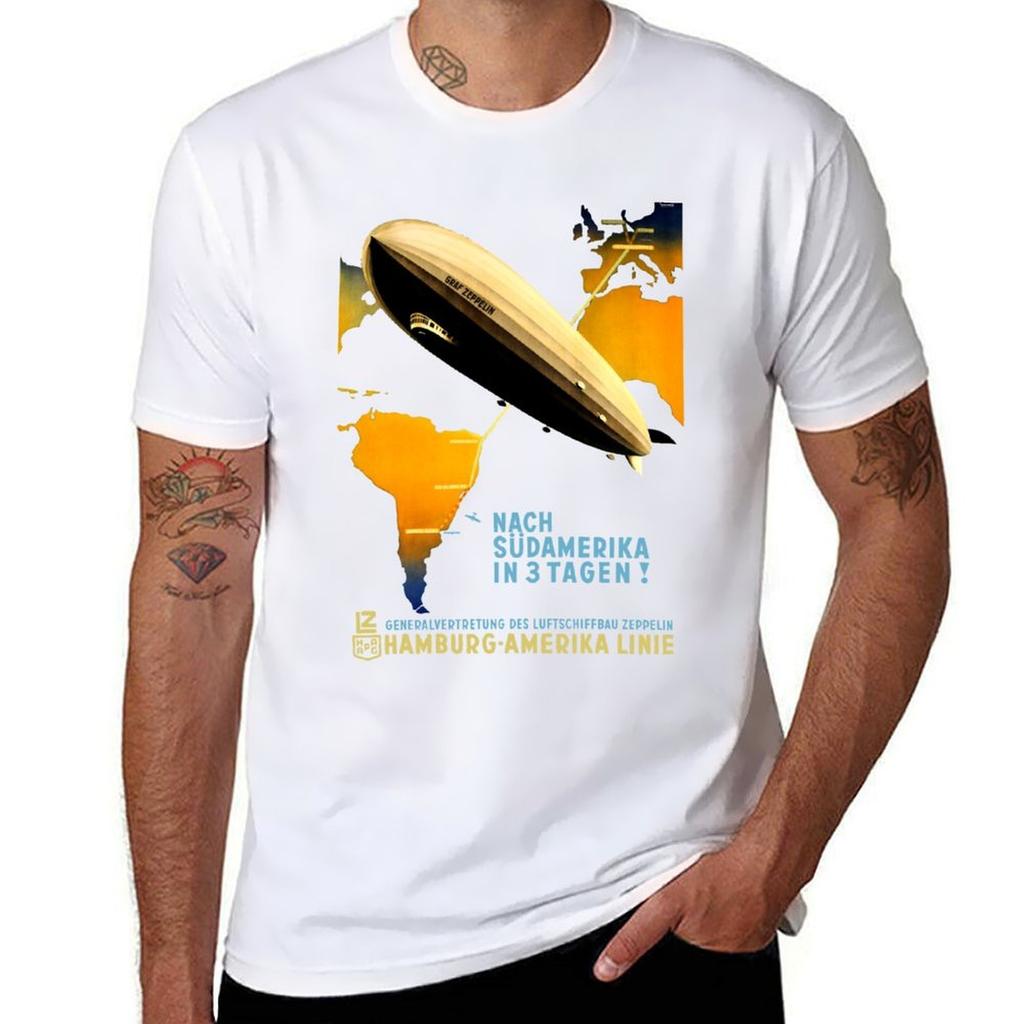 Fly Zeppelin Berlin To Buenos Aires Advert Tshirt Ultra Soft Breathable Tee Top