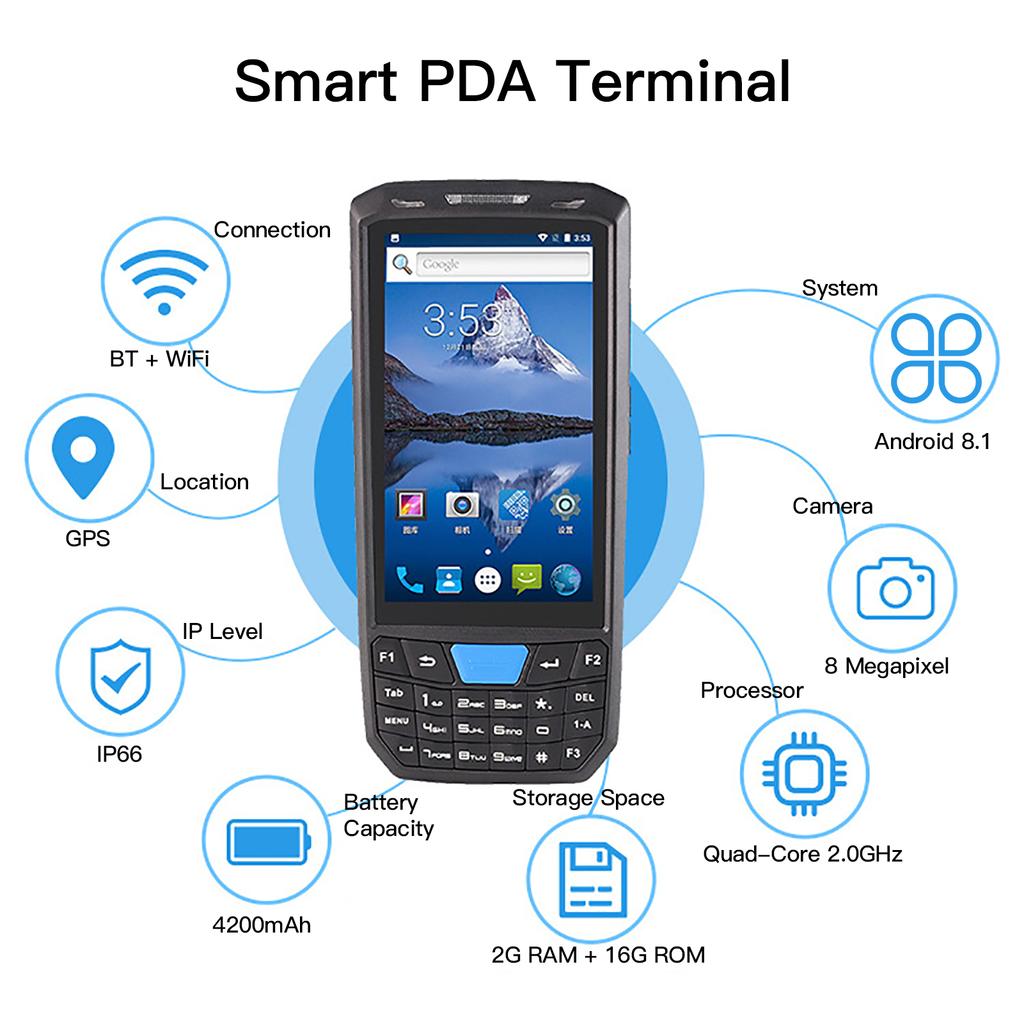 Android 8.1 PDA Handheld POS Terminal Honey-Well 1D/2D/QR Barcode Scanner Data Collector Inventory