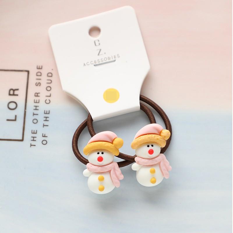 2pcs New Cute Cartoon Christmas Elk Elastic Hair Bands Rubber Hair Tie Rope Girls Hair Scrunchie Ponytail Holder Gum Accessories