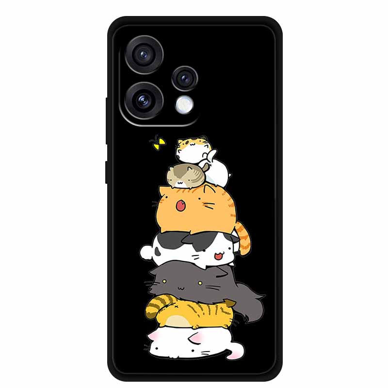 Чехол для Oppo Reno15 5G Цветочный Черный Силиконовый Мягкий Защитный Задний Чехол для Oppo Reno 15C 2025 Чехол для Телефона Coque Мультяшные Ракушки
