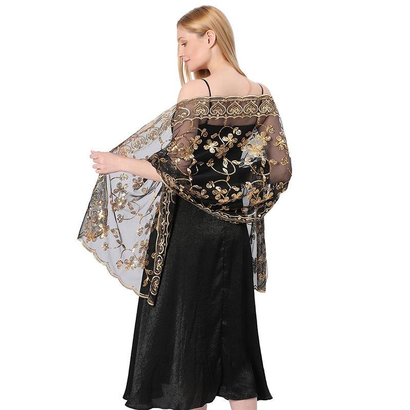 Sequined Shawl Cheongsam Shawl Color Women Scarf Fashion Pure Evening Gown