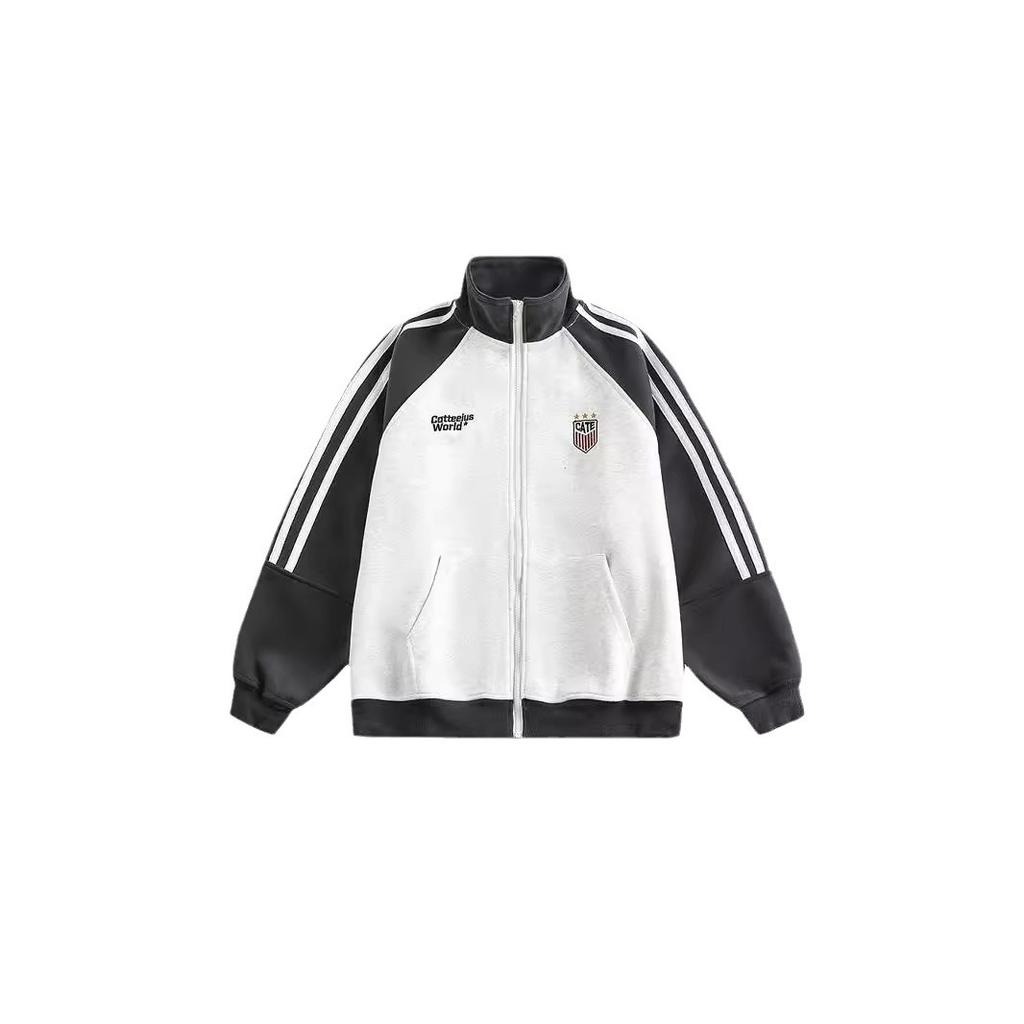 Кардиган-жакет с тремя полосками, мужской, осенне-зимний, с воротником, спортивный