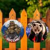 Russian Wooden Sign with Bear Pattern, Round Sign for Front Door, Wall Hanging Decor, Ideal Gift for Friend & Family