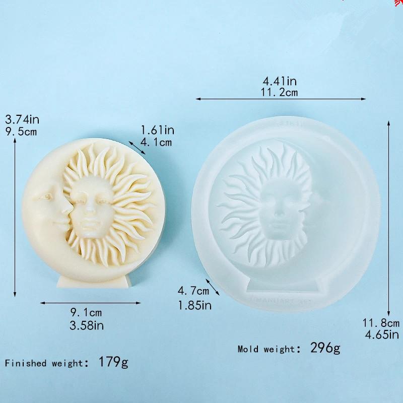 Солнце Луна Лицо Силиконовые поделки Форма 3D Гравировка Портрет Свеча Гипс Мыло Смола Литейные формы Семейный ужин Украшения Свеча