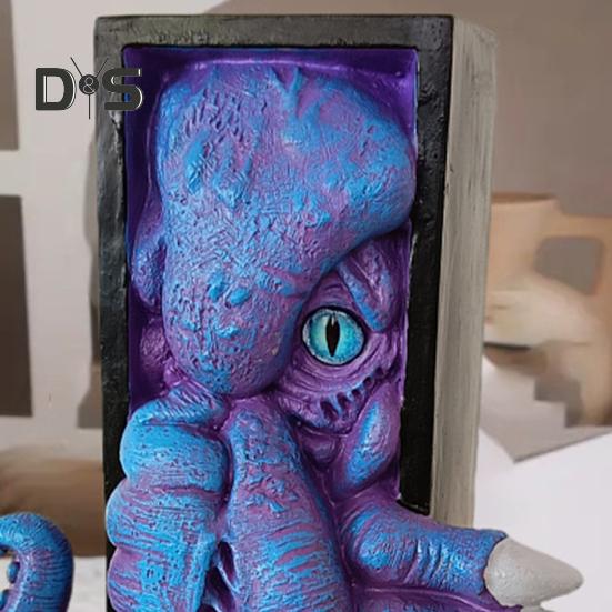 Осьминог подставка для книг уголок 3D статуэтка осьминога декор книжной полки винтажный фэнтезийный осьминог подставка для книг для домашнего офиса украшение книжной полки