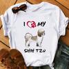 Shih Tzu Adorable Puppy Dog Graphic Print T -Shirt Women Clothes 2021 Funny Dog Mom Tshirt Femme Summer Fashion T Shirt Female