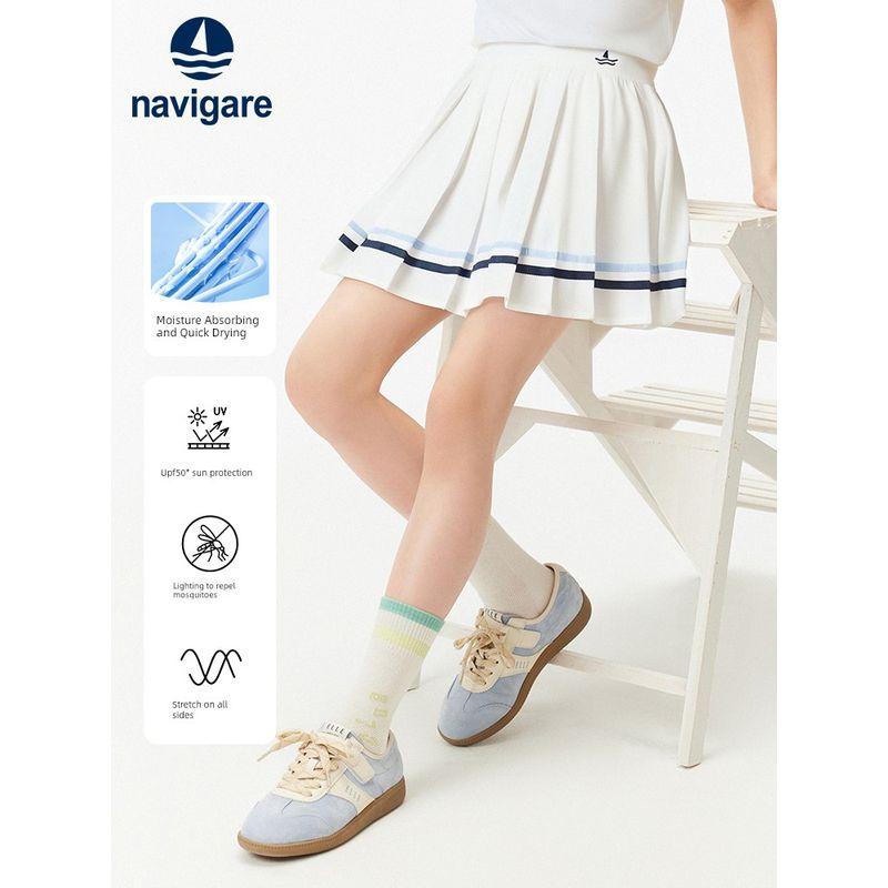 Navigare Italian Small Sailboat Girls' Pleated Skirt 2026 Summer Children's Sports Skirt