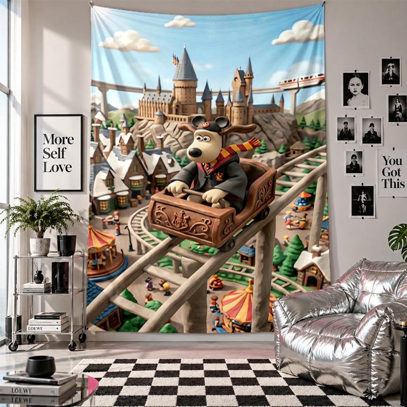 Wall TapestryWallace & Gromit Art Hanging Cloth Decorative Background Cover for Room Decoration