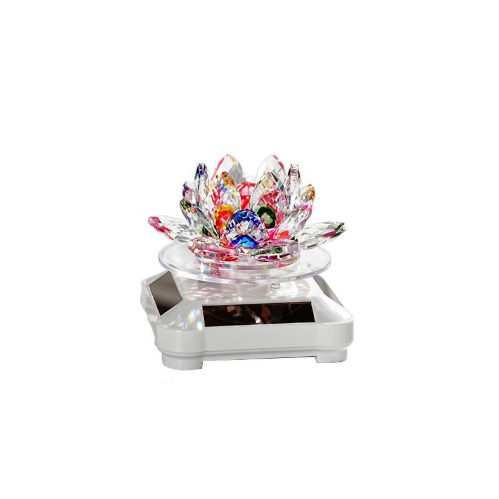 Solar Powered Rotating Crystal Lotus Figurine Car Air Fragrance Diffuser Balconies