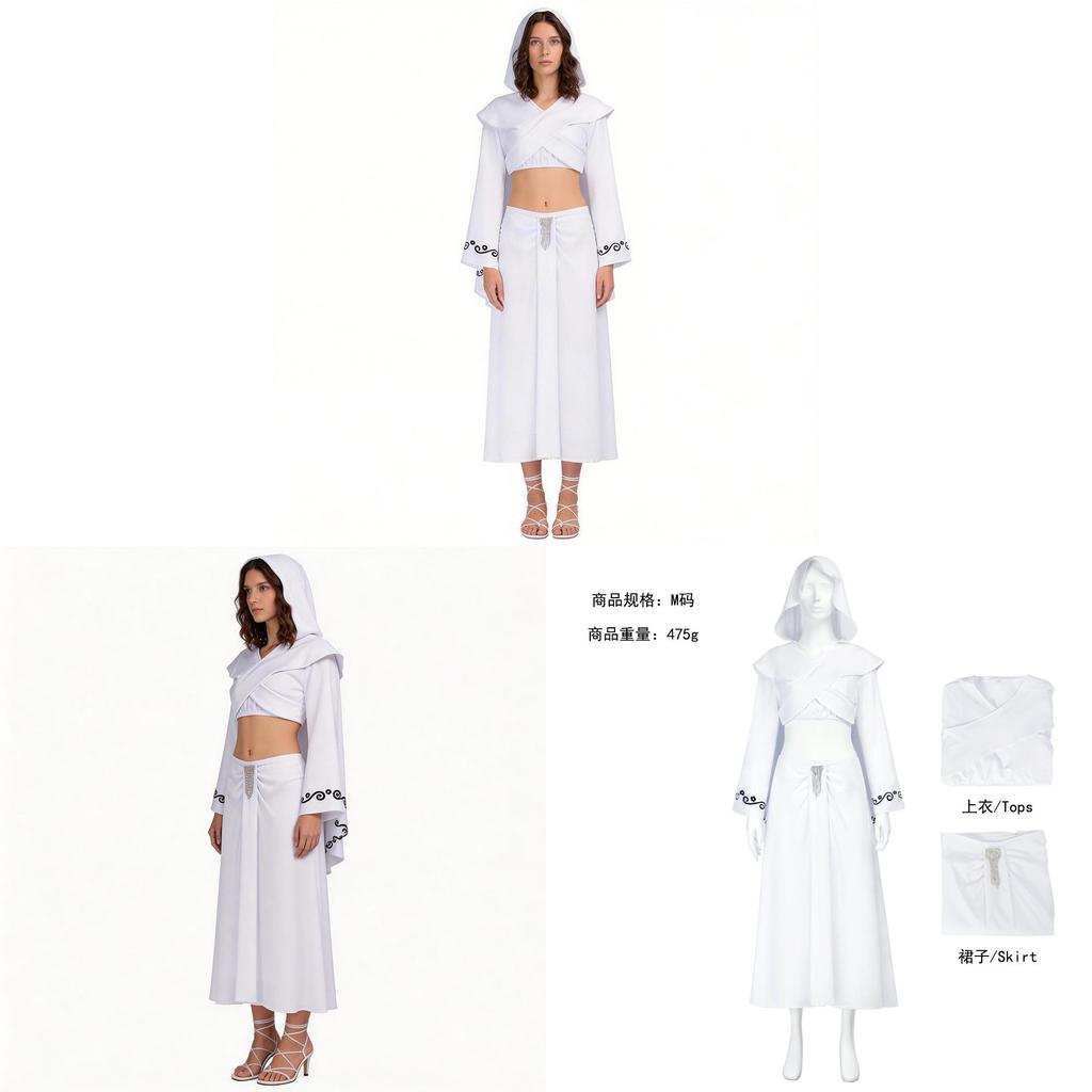Padme Amidala Cosplay Costume With Polyester Fabric For Halloween And Drama Performances