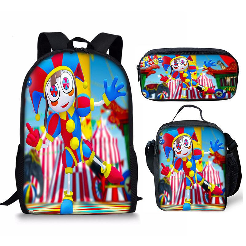 The Amazing Digital Circus Backpack for Students Large Capacity Kids Bookbag with Lunch Bag and Pencil Case Water-Resistant School Gift Set