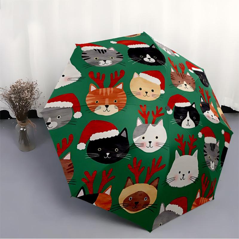 1pc Christmas Pets Automatic Opening and Closing Folding Umbrella with 8 Iron Ribs - Portable, Foldable for Travel yy251124120