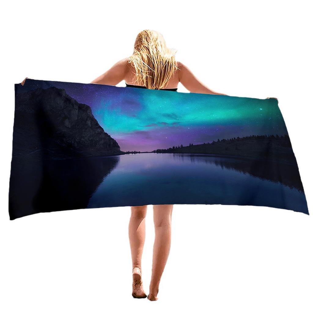 Aurora Printing Series Seaside Vacation Beach Towel Swimming Bath Towel Microfiber Sports Towel