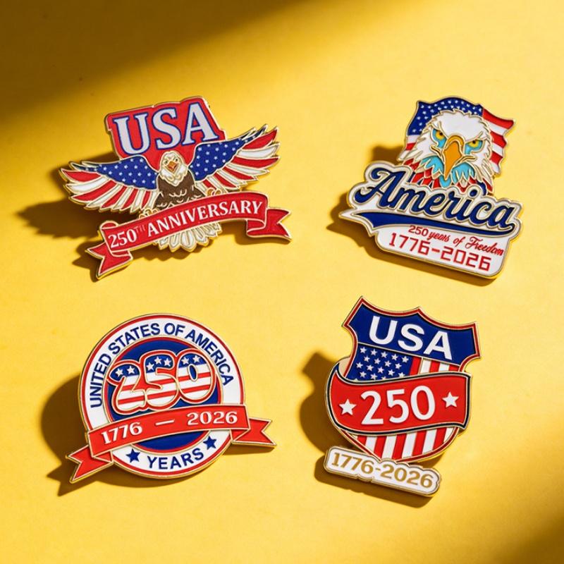 USA 250th Anniversary Enamel Lapel Pins 1/5PCS Patriotic Eagle Design Brooch Ideal Gift for Veterans Patriotism Activities