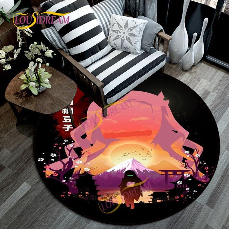 Коврик «Убийца демонов», 3D-печатный мультяшный напольный круглый коврик, коврик для стула для детской комнаты, украшение дома, моющийся ковер.