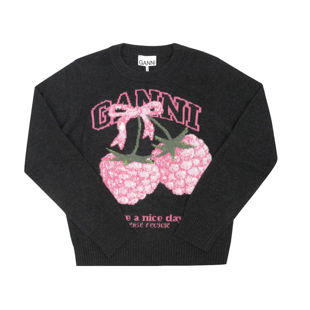 Ganni Women S raSpberry Logo Knit A1070276 252