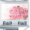 Oilproof High Temperature Resistance Waterproof Self-adhesive Wall Sticker Rose Flower Pattern Kitchen