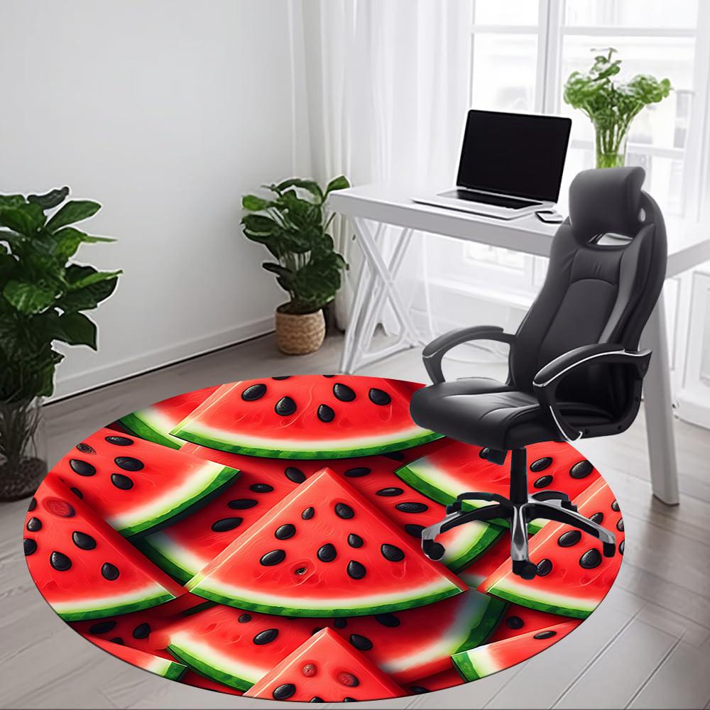 1pc Watermelon Slices Carpet for Office Non-Slip, Round Carpet, Soft & Comfortable, Carpet for Office, Lightweight Round Floor Mat
