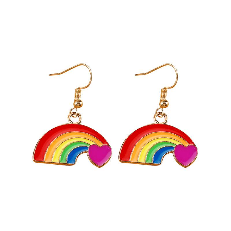 Colorful Alloy Rainbow Flag Love Earrings