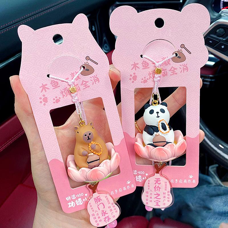 Качающееся животное Капибара Автомобильный кулон Удача Лотос Основание Автомобильный подвесной орнамент Кошка Панда Авто Зеркало заднего вида Подвеска Домашний декор