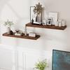 2Pcs/Set Wooden Floating Shelves Wall Mounted Storage Display Shelves Rustic Floating Wall Shelves for Bathroom Bedroom Living Room Kitchen Decor