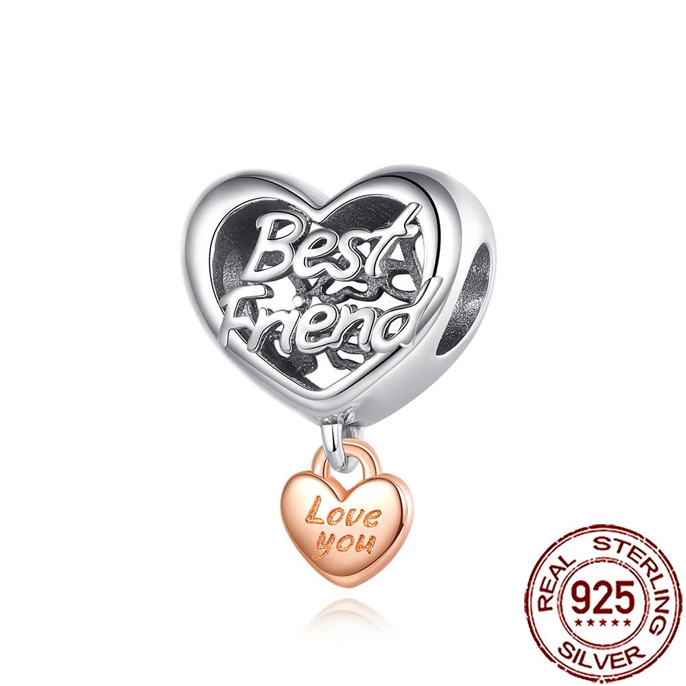 New Charms 925 Silver Sister Daughter Mum Mother Family Love Heart Beads Fit Origina Bracelet Necklace DIY Jewelry