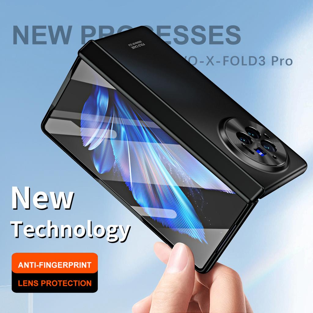 Для vivo X Fold3 Pro Чехол Покрытый ПУ кожей Чехол для телефона из ПК с защитной пленкой из закаленного стекла