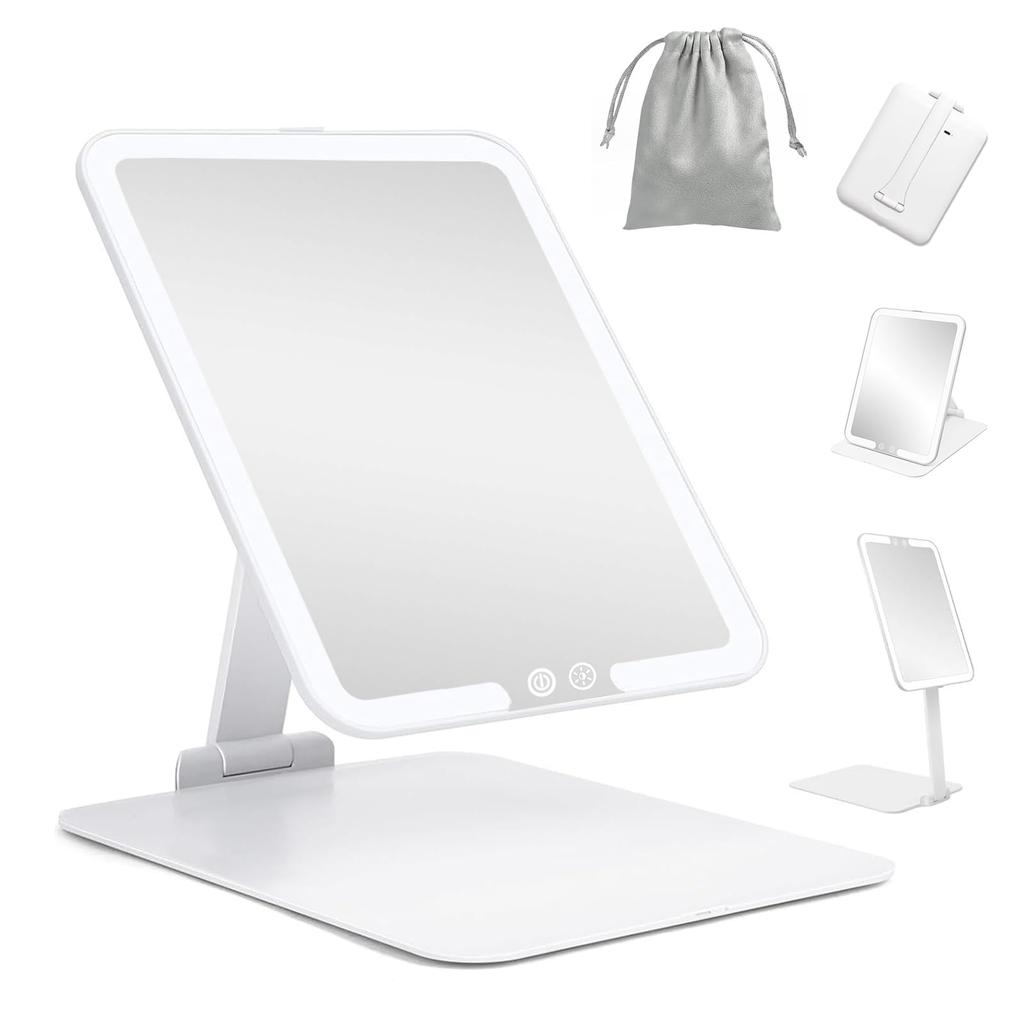 MILEDUO Folding with Actress Makeup Folding 3 Stepless Adjustable USB LED Storage Travel Portable Mirror, Tabletop, Light, Mirror, Mirror, Mirror,