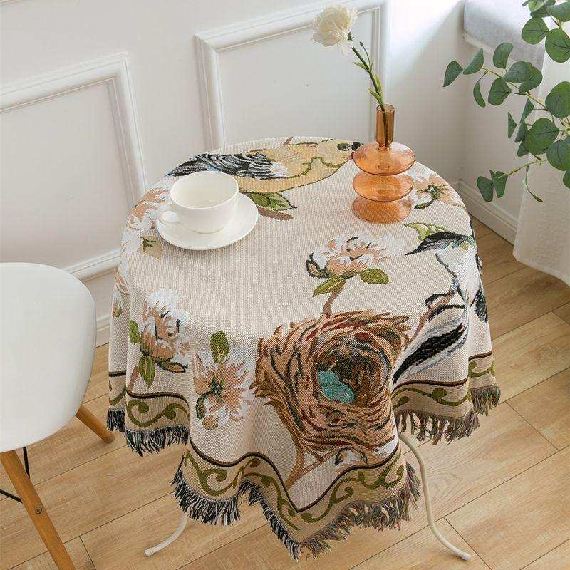 Скатерть в китайском национальном стиле в стиле ретро с кисточками из хлопка и льна, устойчивая к грязи, геометрическое стильное украшение для дома Obrus