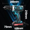3-in-1 Akku-Schlagbohrmaschine (bürstenlos), 21-V-Akkuschrauber, Koffer mit 2 Akkus