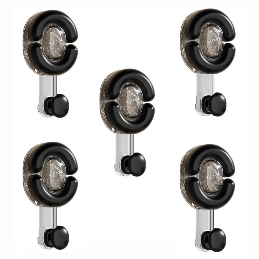 5Pcs Plastic Shower Hooks Punch Free Wall Hanger Light Luxury Suction Cup Hooks Kitchen