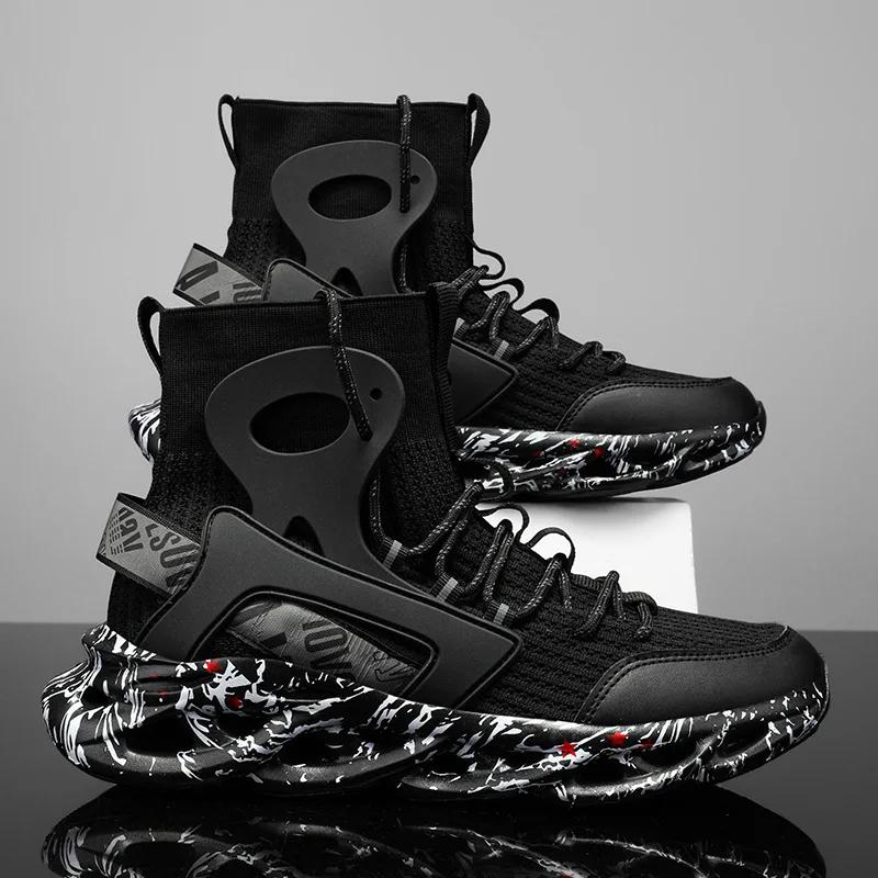 Новые изысканные мужские кроссовки Хай-топ Тренд Универсальная повседневная обувь Сетчатые дышащие Легкие спортивные кроссовки для бега