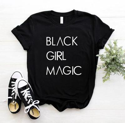 Женская футболка с принтом BLACK GIRL MAGIC, женская футболка с коротким рукавом, круглым вырезом, свободная, женская повседневная футболка, одежда, топы