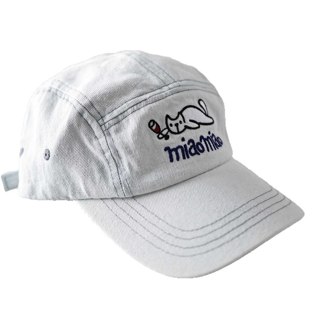 Fashion five-piece denim lazy kitten embroidered soft-top baseball cap female cute versatile casual sunshade spring cap