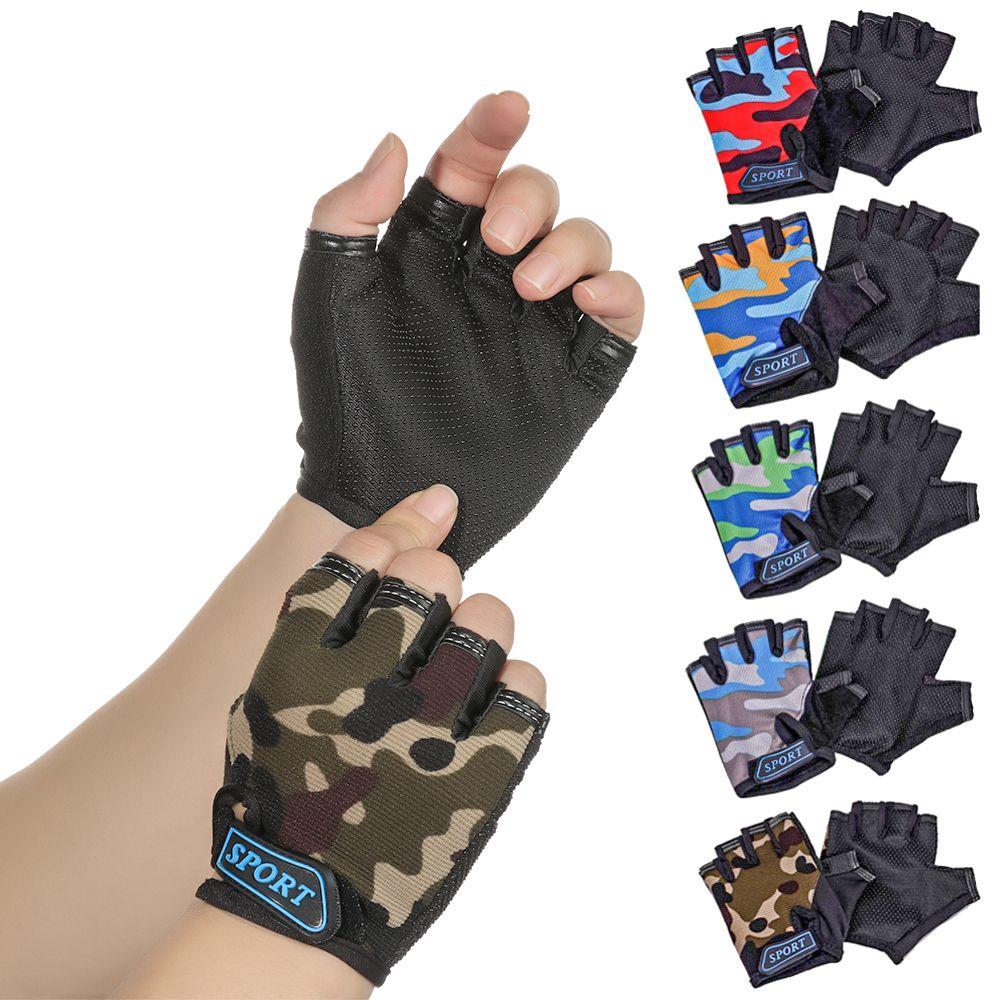 Equipment High Elastic Half Finger Mittens Child Bicycle Gloves Camouflage Children's Bike Gloves