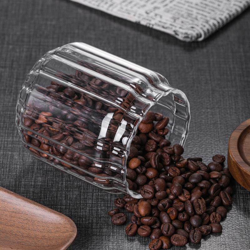 Vertical Acacia wood cover tea can coffee bean storage sealed tank kitchen home storage tank