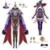 Genshin Impact Mona Косплей Костюм Полный комплект Униформа Аксессуары для одежды