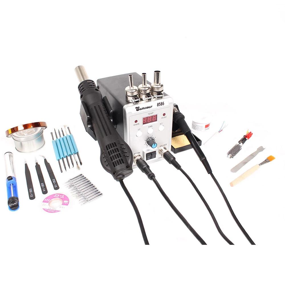 8586 760W 220V 2 in 1 Soldering Station Hot Air Gun Solder Iron SMD BGA Rework Desoldering Welding Repair Tools