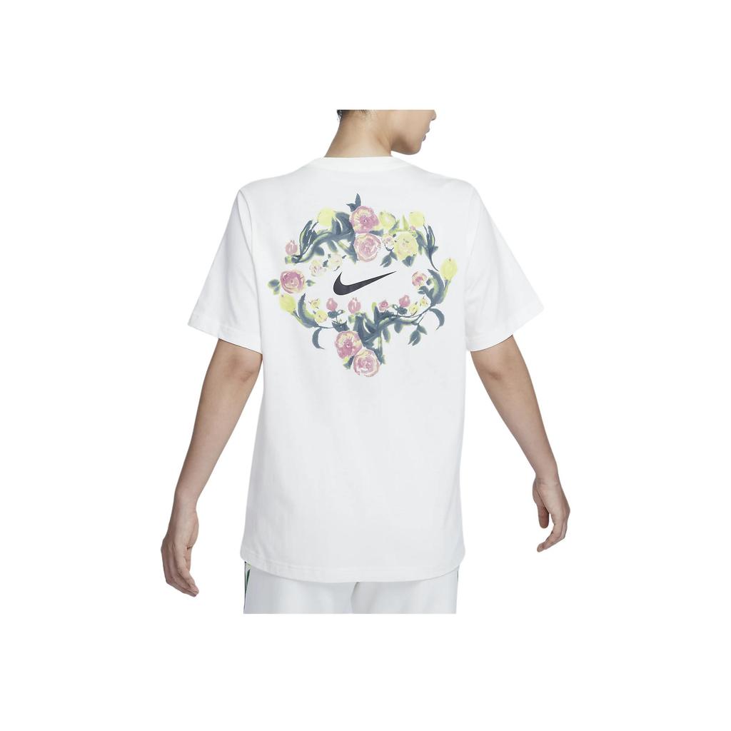Nike Спортивная одежда Artist Collection Цветочный логотип Графический круглый вырез Футболка Женские футболки Белый HF4684-133