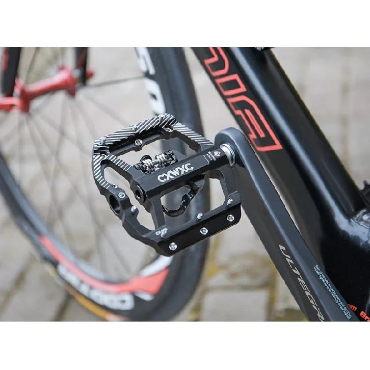 CXWXC Dual Function Platforms Flat / Clipless MTB Pedals SPD Cleats 3 Sealed Bearings Bike Pedals Road Bmx Pedals For Bicycle