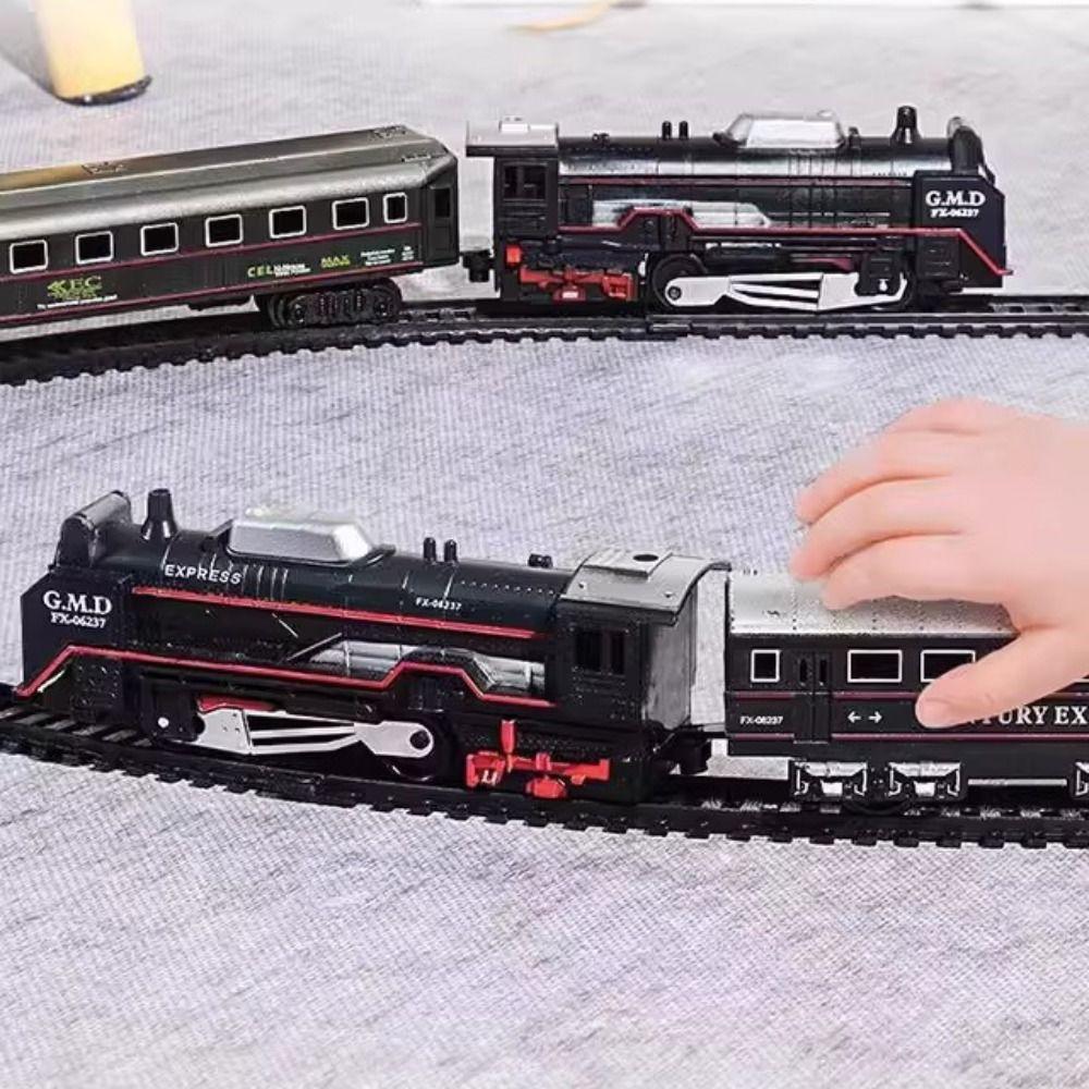 Simulation Tracks Railway Freight Train Toy Railway Track Cars Kids Gift Children