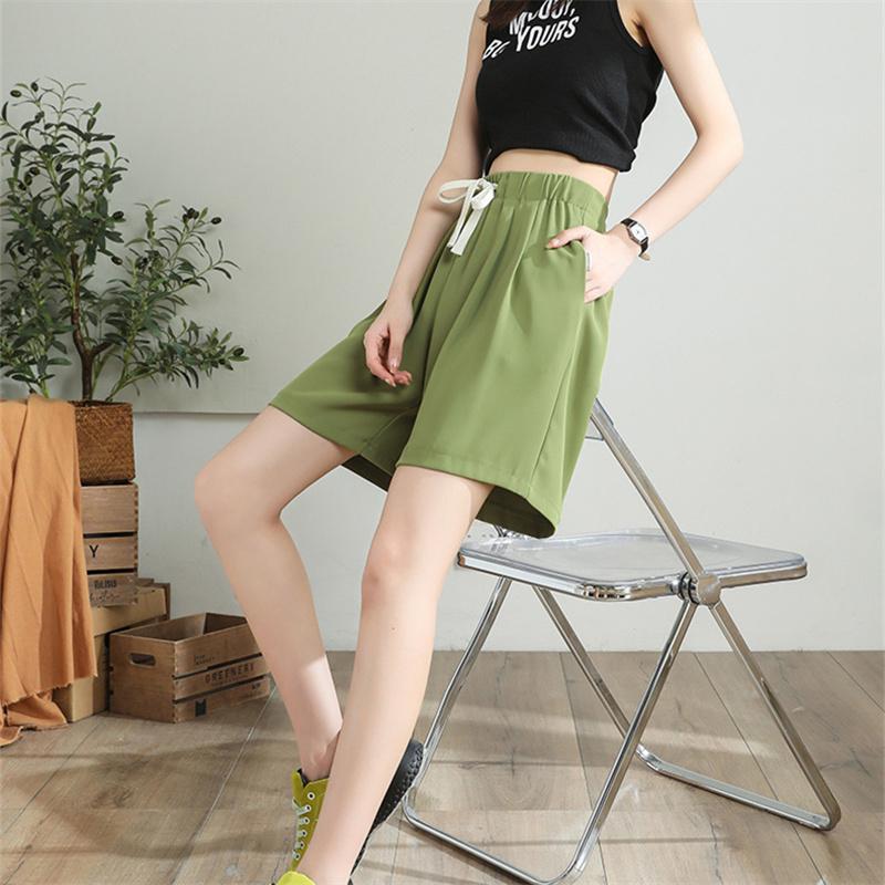 2022 Summer Fashion Korean Casual Shorts High Waist Wide Leg Women Simple Loose Harajuku Drawstring High Street Sweatshorts