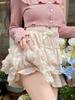 Мини-юбка в стиле Лолита с бантом для женщин, милая, с оборками, юбка-торт, кружевная, эластичная, на талии, повседневная одежда в японском стиле