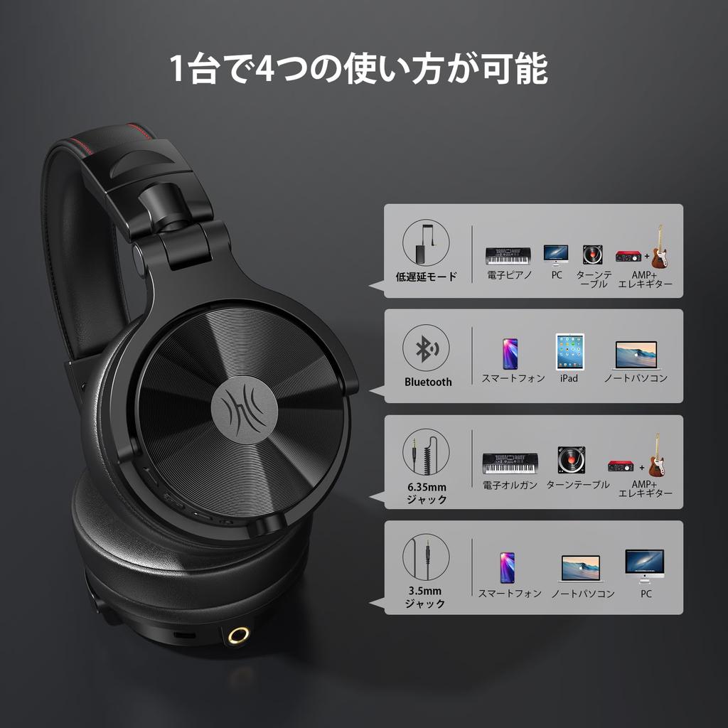 OneOdio Студийные мониторные наушники для диджеев Studio Max 1, Беспроводные наушники со сверхнизкой задержкой 20 мс, 120 часов работы от аккумулятора, Поддержка Hi-Res AudioLDAC,